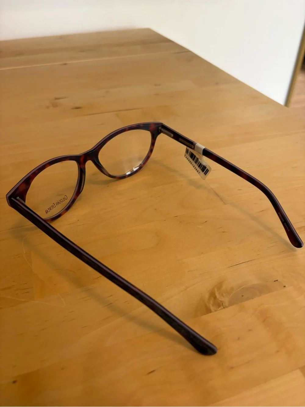 Chlogan Eyewear Round Woodgrain Eyeglasses Purple Brown Haze 9002 57-18-150 NWT